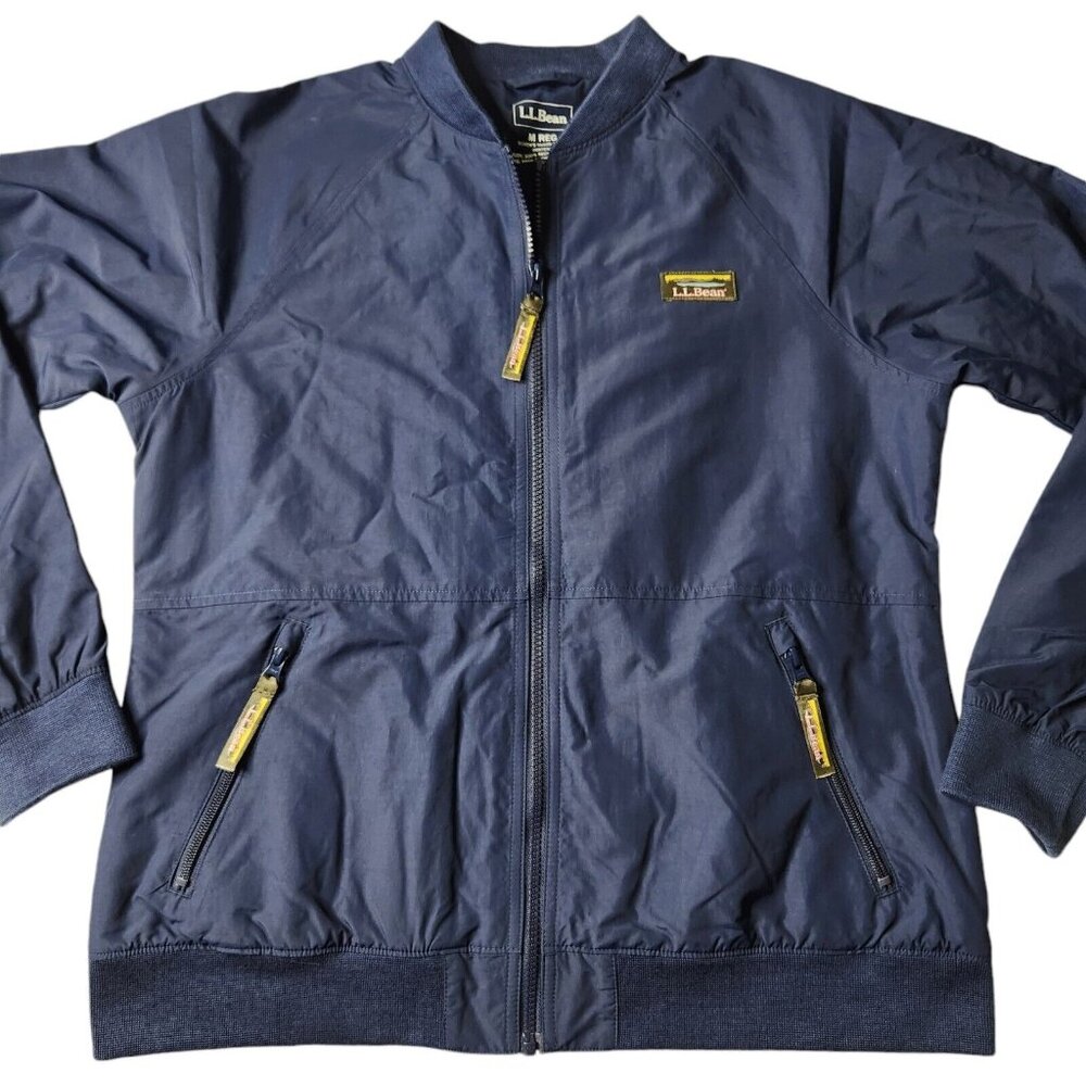 LL Bean Fleece Lined Nylon Jacket Mens Medium Blue Full Zip Size M - Picture 3 of 7